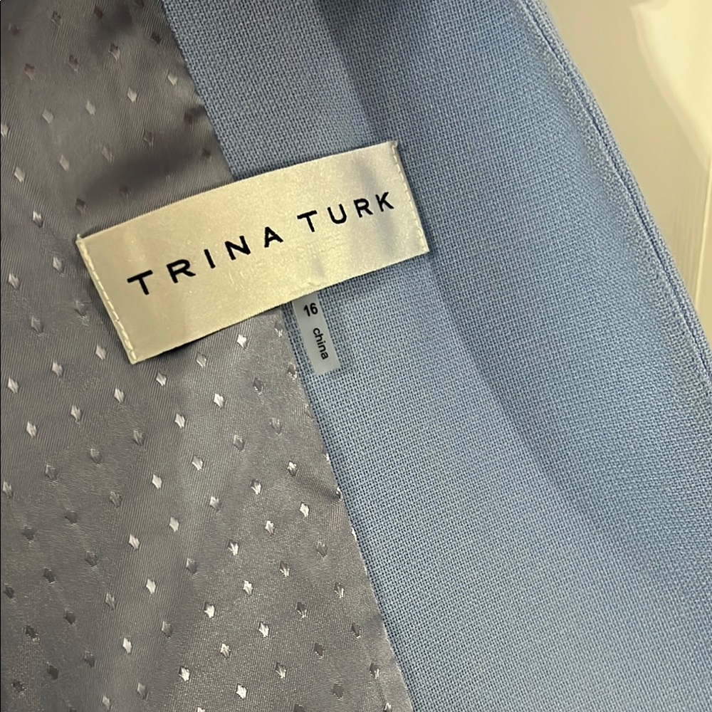 Trina Turk Powder Blue Single-Button Blazer - Picture 4 of 6